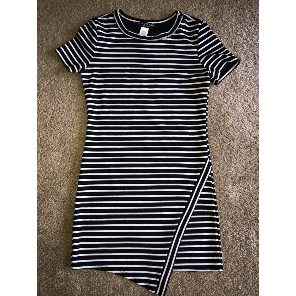 Black and white striped dress